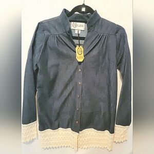 DenimShirt with Ecru Trim-NWT-Small